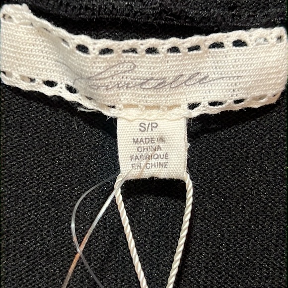 NWT Pointelle Open Cardigan S Black Pockets Hooded Stretch Neutral Boho Cozy - Picture 5 of 9